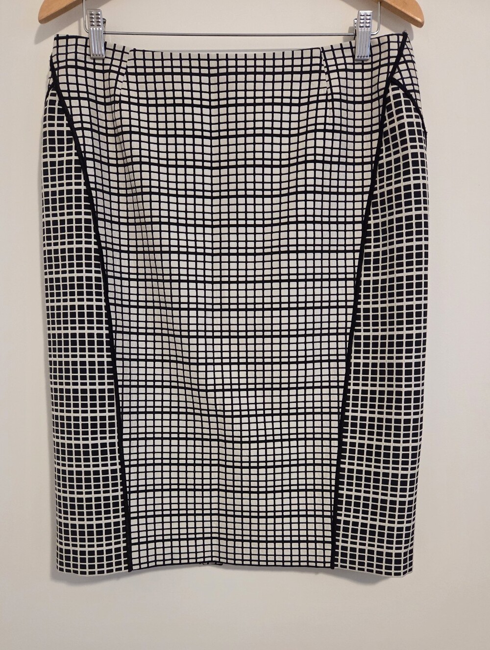 Lafayette 148 New York Black & White Windowpane Pencil Skirt